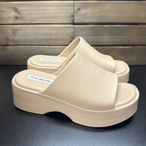 Steve Madden Women's Slinky-J Slip-On Platorm Wedge Sandals Tan Size 8